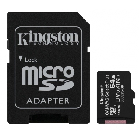 PAMĚŤOVÁ KARTA 64GB MICROSDXC KINGSTON CL10 100MB/S + ADAPTER