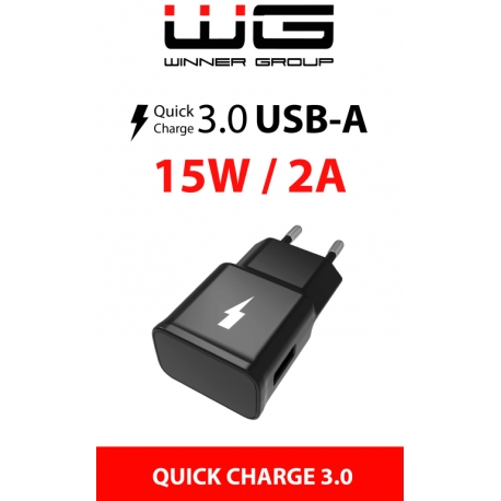 SÍŤOVÁ NABÍJEČKA QC 3.0 FAST CHARGING USB (15W/2.0A) - BLACK