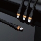 Datový kabel 3v1 Type-C - Type-C/Lightning/Micro 100W - black&gold