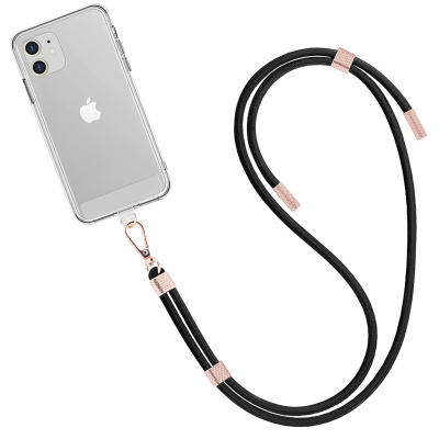 Crossbody popruh s upevněním pod kryt telefonu - černá