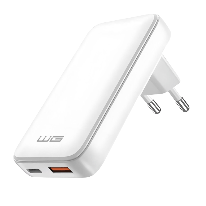 Síťová nabíječka GaN 1xUSB-C 30W+1xUSB-A 18W - bílá