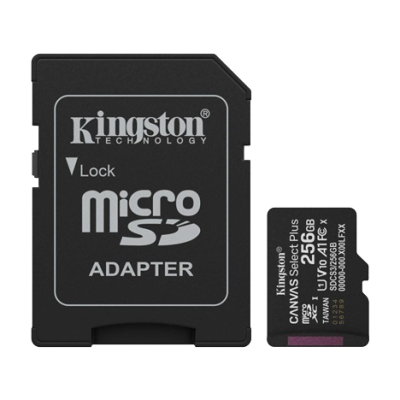 Paměťová karta Kingston microSD 256GB Canvas Select+ G3 + adaptér - černá