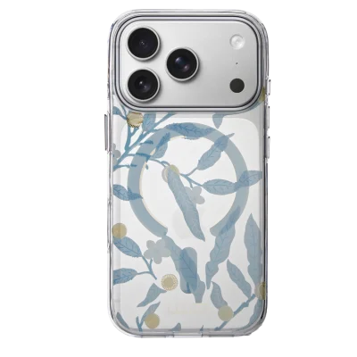 Pouzdro Floral Magnet iPhone 17 Pro - modrá