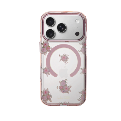 Pouzdro Floral Magnet iPhone 17 Pro - růžová