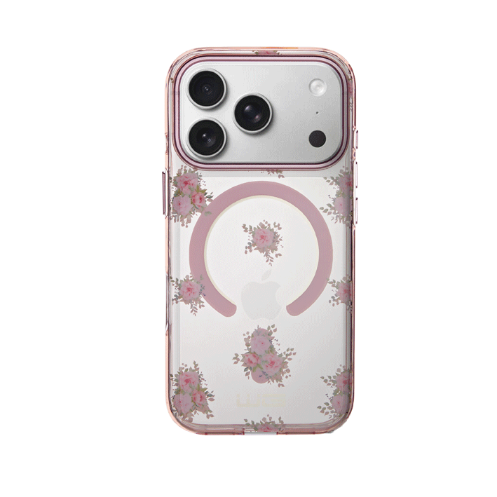 Pouzdro Floral Magnet iPhone 17 Pro - růžová