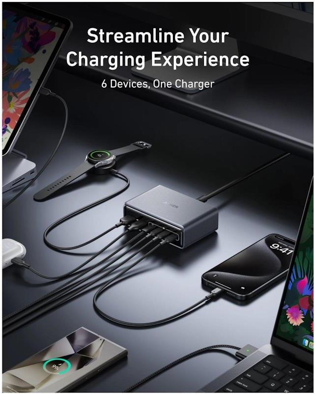 Nabíjecí stanice Anker Prime 200W, 4x USB-C, 2x USB - černá - Obrázek 2